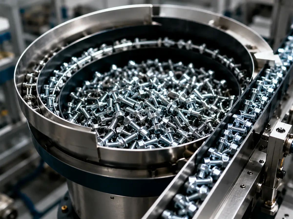 Reliable part feeding systems for screws, bolts, and metal components in automated assembly processes.